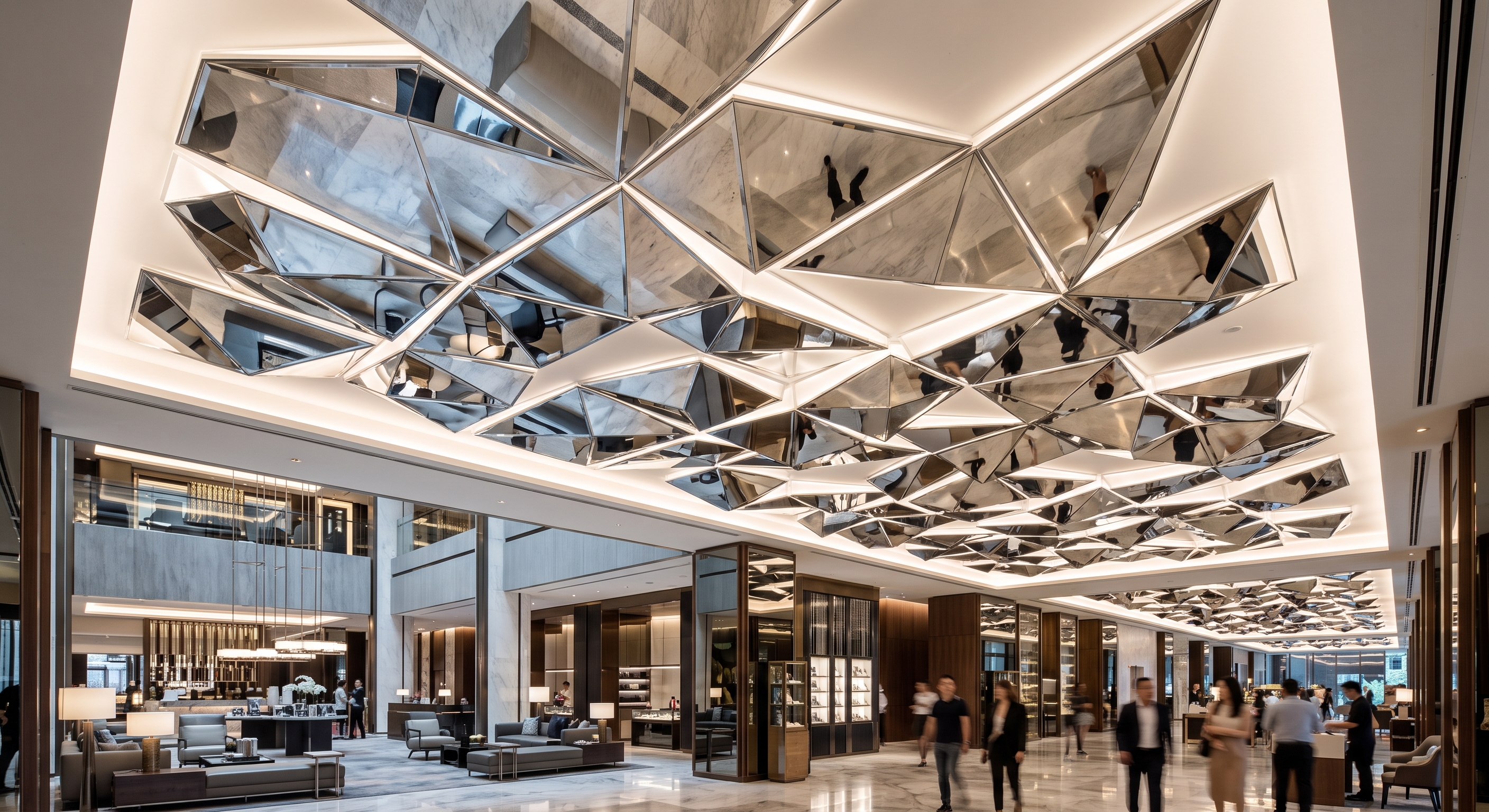 Starite (by Sing Mas) Explores Ceiling Design In Spacious Hospitality With Mirror Sheet